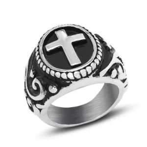 christelijk kruis stalen ring