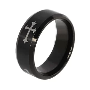 christelijke ring zwart staal