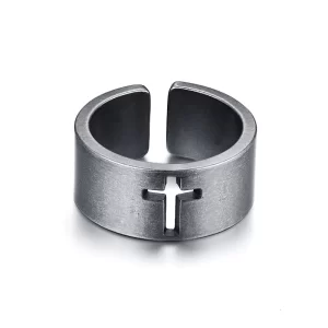 christelijke ring open kruis roestvrij staal