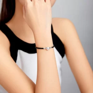 bisaer authentic 925 sterling silver modern cross charm heart bracelet for women original fine jewelry lover gift ecb20