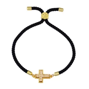 zwarte en gouden christelijke armband
